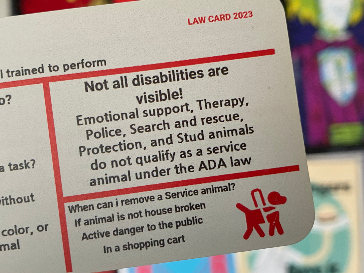 ADA Law Cards For Service Dogs