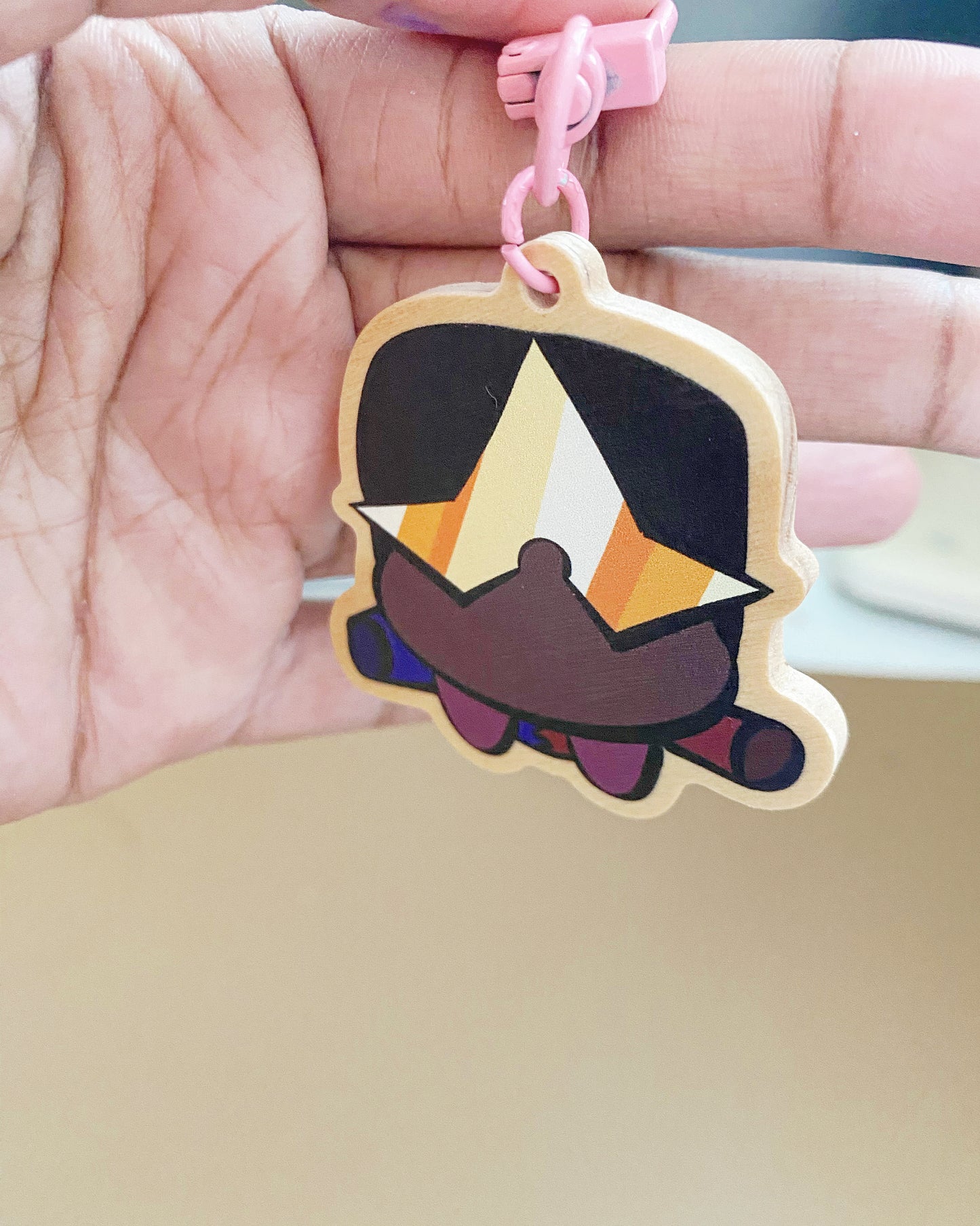 Garnet Wooden Charm