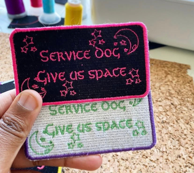 Service dog Give us Space- custom color patch