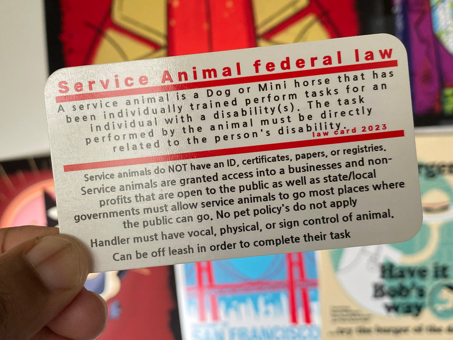 ADA Law Cards For Service Dogs