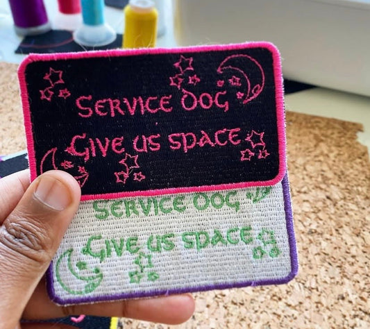 Service dog Give us Space- custom color patch