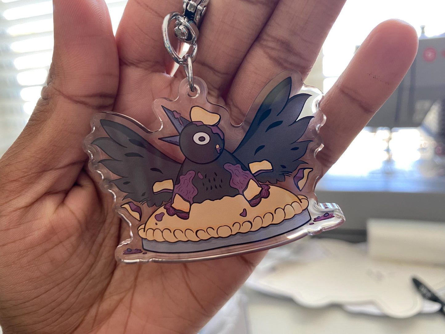 Magpie Charm Keychain